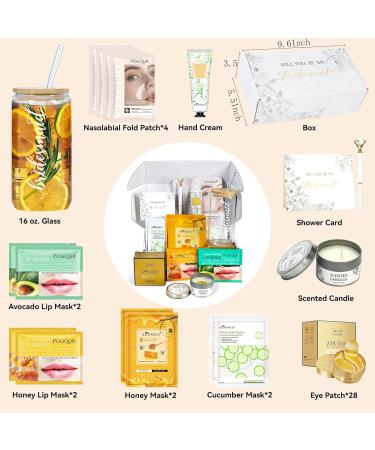 Bridesmaids Proposal Gifts Will You Be My Bridesmaid bridesmaid spa gifts Set of 18-Engraved with"Bridesmaid" 16 oz Glass Cup Anti-Wrinkle Eye Cream Mask Hand Cream Lip Patch Line Patch - Buy Online on GoSupps.com