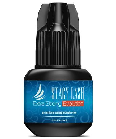 Extra Strong Evolution Eyelash Extension Glue Stacy Lash (0.17fl.oz / 5ml) / 1-2 Sec Drying time/Retention  8 Weeks/Maximum Bonding/Professional Use Only Black Adhesive/Semi-Permanent Extensions 0.17 Fl Oz (Pack of 1)
