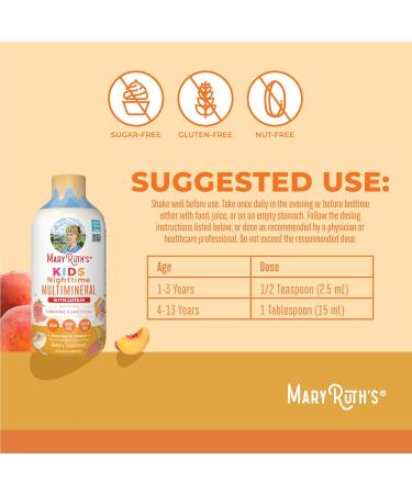 Kids Liquid Nighttime Multimineral by MaryRuth's | Bone Health | Immune Function | Bedtime Supplement | Kids Vitamins | Magnesium | Vegan | Sugar Free | 30-180 Servings | 15.22 fl oz - Buy Online on GoSupps.com