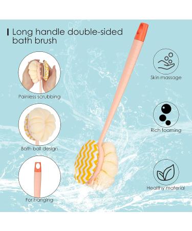 JANKOW 2Pc 2-in-1 Body Brush & Back Scrubber Set - Exfoliating Loofah Cotton & Nylon Scrubber - Shower Essentials for Men and Women - Green & Orange - Buy Online on GoSupps.com