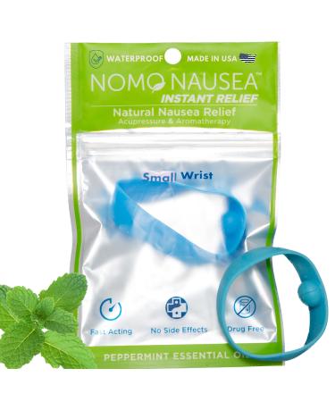 NoMo Nausea Bands Blue Instant Natural Nausea Band Peppermint Oils with Acupressure and Aromatherapy Morning & Motion Sickness Hangover Relief Anti-Nausea Pregnancy Waterproof Small