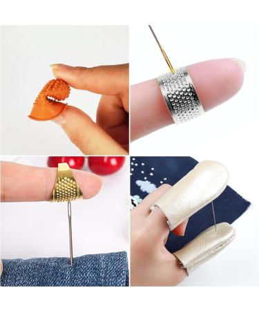 Adjustable Metal Copper Finger Thimble Set - 11Pcs Sewing Thimble Finger Protectors - Blue Silicone Leather Thimble Finger Tips - Ideal for Embroidery, Quilting, and Needlework - Buy Online on GoSupps.com