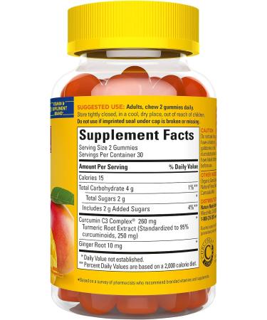 Nature Made Turmeric Curcumin 250mg Gummies - Antioxidant Support - 60 count - 30 Day Supply - Buy Online on GoSupps.com