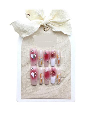 New Handmade Wearing nail powder blusher aurora drill halo dye removable nail patch false nails 10pcs (Size : XS)