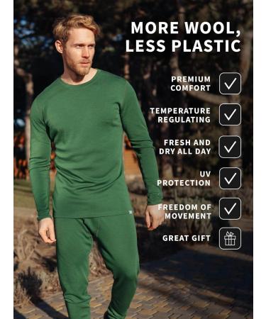 Shop Merino.tech 100% Merino Wool Underwear Set for Men - Thermal Long Sleeve Shirt Pants & Hiking Socks | XL Black - Buy Online on GoSupps.com
