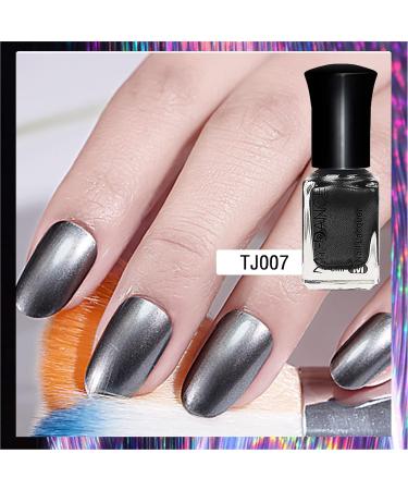 Metal Nail Polish Black Chrome Nail Polishes 60S Quick Dry Nail Varnish Metallic Effect Nail Art Polish Long Lasting No Need Cure Nail Manicure DIT at Home (6ml) TJ007 6 ml (Pack of 1) - Buy Online on GoSupps.com