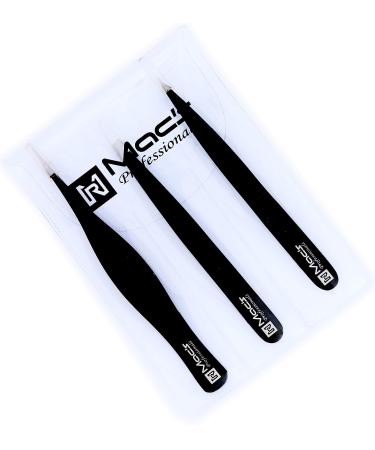 MACS Tweezers Set for Precision Eyebrow and Facial Hair Removal - Stainless Steel (3 PCs Black) - Buy Online on GoSupps.com