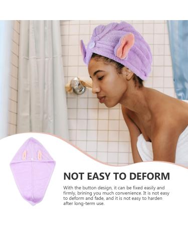 MAGICLULU Hair Protection 4pcs Bunny Ears Dry Hair Hat Hair Ring Quick Dry Coral Fleece Hair Health Violet - Buy Online on GoSupps.com