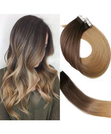Tape in hair extensions 20PCs / 50g per set # 2T6T27 PLAVIER COLOR DOUSE SOECHT SOCKING THE TAGE CLAST CLASS REMY SILK smooth hair tape in extensions human hair 22 inch / 55cm