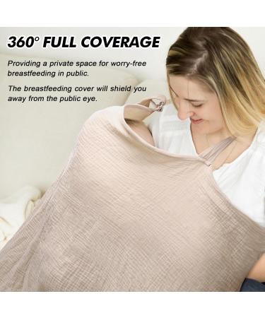 Huiguli Breastfeeding Cloth | Upgrade 76x110cm Musselin Nursing Cover | Soft Khaki Cotton Scarf for On-the-Go Privacy | Outdoor Nursing Apron with Storage Bag - Buy Online on GoSupps.com