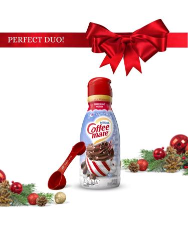 Coffee Mate Peppermint Mocha Creamer Bundle 2 Bottles of Flavored Liquid Coffee Creamer + TRIONI Multi-Purpose Measuring Spoon - Buy Online on GoSupps.com