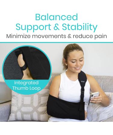 Vive Arm Sling - Adjustable Medical Support for Shoulder Injury - Lightweight Immobilizer for Rotator Cuff, Collar Bone, and Elbow Dislocation - Padded for Comfort - Left/Right Arm - Breathable Design - Buy Online on GoSupps.com