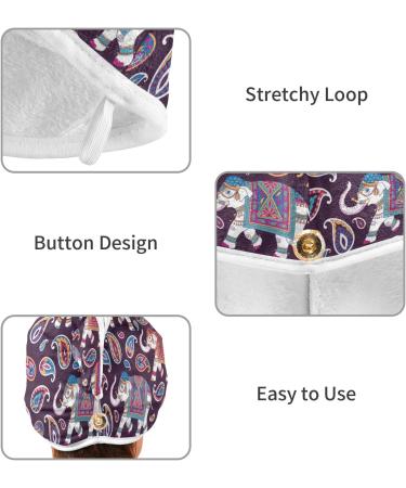 Indian Elephant Paisley Hair Drying Towels - 2 Piece Microfiber Turban Wrap for Women | Perfect for Wet & Curly Hair - Buy Online on GoSupps.com