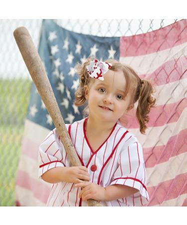 Whaline 2Pcs Softball Glitter Hair Bow Clips - Red and White Baseball Cheer Accessories for Girls - Buy Online on GoSupps.com