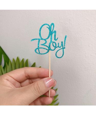 ALISSAR 24-Pack Glitter Blue Oh Boy Cupcake Toppers Cupcake Topper Picks for It'a A Boy Baby Shower Party Decoration Supplies - Buy Online on GoSupps.com