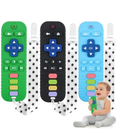 Wujun silicone bite toy for toddlers remote-controlled bite rings for babies k toy stuff relief calming set BPA-free/invadable/dishwasher and refrigerator (black+green+blue) - Buy Online on GoSupps.com