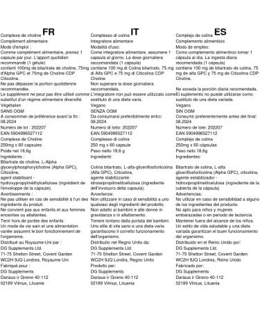 Hepatica Choline Complex 250mg Vegan Capsules | High Strength, Gluten & GMO Free | 3rd Party Lab Tested - Buy Online on GoSupps.com