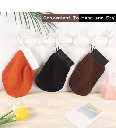 3-Piece Kese Peeling Gloves - Exfoliating Hammam Gloves for Ingrown Hair & Skin Dandruff (Black/Brown/Orange) - International Shipping Available - Buy Online on GoSupps.com
