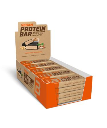 BioTechUSA Vegan Protein Bar Lactose and Gluten Free Protein Bar Vegetable Protein with Delicious Chocolate Icing and No Added Sugars 20 x 50 g Hazelnut Butter