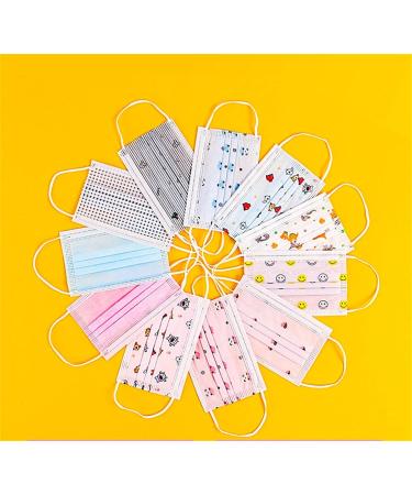 100 PcsDisposable Face Bandanas with Cute Animal Pattern 3-Layers Cute Animal Printed Dustproof Face_Mask for Child Protect Breathable and Comfortable Bandana Headband C - Buy Online on GoSupps.com