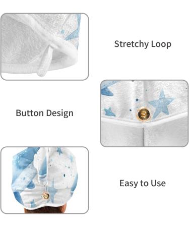 Blue Whales Star Hair Towel 2 Pack - Super Absorbent & Quick Dry Hair Turbans for Women & Girls - Buy Online on GoSupps.com