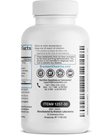 Bronson Once Daily Probiotic 50 Billion CFU Plus Prebiotic Daily Maintenance Formula One Capsule Per Day Non-GMO, 30 Vegetarian Capsules - Buy Online on GoSupps.com