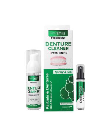 FreshDent Denture Cleaner & Teeth Whitening Spray Set - Fast-Acting, Mint Flavored, Kills Bacteria and Freshens Breath - Buy Online on GoSupps.com