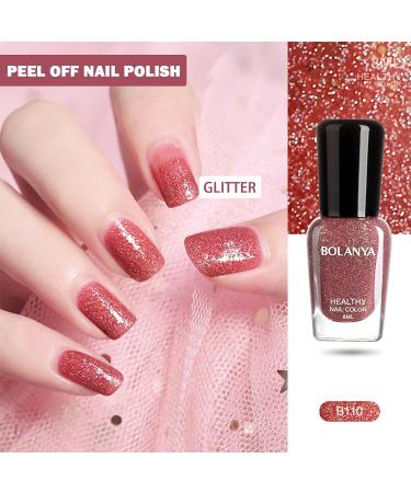 Peel Off Nail Polish - Glitter Nail Polish Shimmering Red Nail Varnish Quick Drying Healthy Breathable Non Toxic Nail Polish for Women Teens - No UV Needed B110 - Buy Online on GoSupps.com
