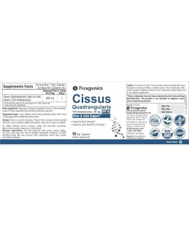 Buy Trexgenics Cissus Quadrangularis 600mg - Vegan Joint & Bone Support Supplement - 60 Non-GMO Capsules - Buy Online on GoSupps.com
