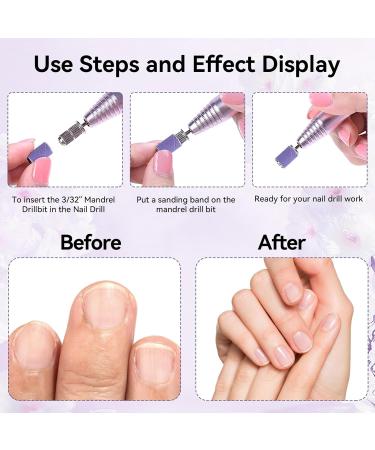 Nail Sanding Bands 100Pcs Purple 150# Grit for Nail Drill - Mandrel Bits Included - Ideal for Acrylic Nails & Gel Manicures - Buy Online on GoSupps.com