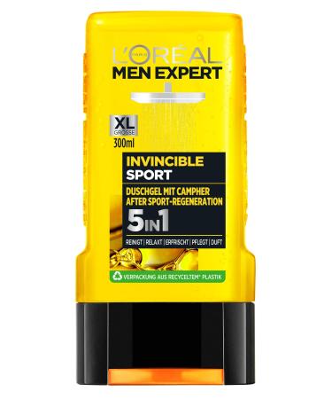 L'Or al Paris LOr al Men Expert Invincible Sport shower gel with citrus scent cleanses face body and hair without drying out regenerates muscles after sports 3 x 300 ml