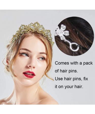 Exacoo Gold Tiara - Rhinestone Queen Tiara for Women | Princess Crown Headband for Wedding, Prom, Bridal Party | Clear+Gold (Loop Type) - Buy Online on GoSupps.com