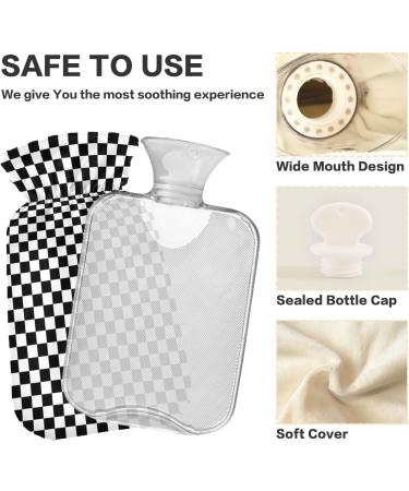Durable 1L Heat Bottle - Black & White Checkered - Ideal for Pain Relief Cramps & Heat Therapy - International Shipping Available - Buy Online on GoSupps.com