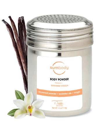 Body Powder for Women & Men Sunkissed Vanilla - (4oz) Talc & Cornstarch Free Arrowroot Powder Organic for Skin Sweat Absorbing Powder Body Deodorant Dusting Powder Baby Powder Travel Size