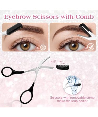Precision Eyebrow Trimmer Scissors with Comb - Professional Hair Remover and Beauty Tool for Men and Women (Black) - Buy Online on GoSupps.com