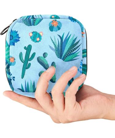 Menstrual Pad Bag with Zipper | Cactus Flowers Tampons Pouch for Women & Girls - Stylish & Functional Storage Solutions - Buy Online on GoSupps.com