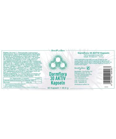 Darmflora 30 ACTIVE - 90 Vegan Capsules with 30 Bacterial Strains & Organic Inulin - High Dose Enteric-Coated Probiotics for Optimal Gut Health - Buy Online on GoSupps.com