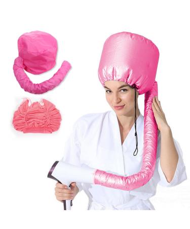 Hair Dryer Combo for Drying Curly Hair Adjustable Net Plopping Cap Hair Dryer Hooded Diffuser Cap Suitable for All Hair Types (Pink) 1+1 Pink