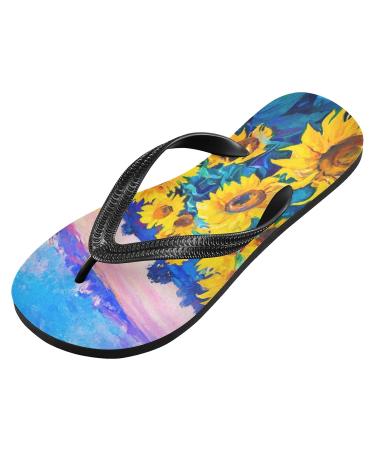 Buy Mnsruu Watercolor Sunflower Flip Flops | Perfect for Home Hotel Spa & Travel | Unisex for Men & Women - Buy Online on GoSupps.com