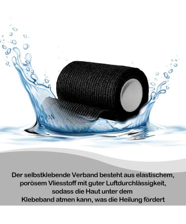 Aurorayer 8 Rolls Self-Adhesive Bandage - 7.5cm x 4.5m Elastic Fixation Bandage for Sports Pets & Horses (Black) - Ideal Vet Wrap for Dogs & Cats - Buy Online on GoSupps.com