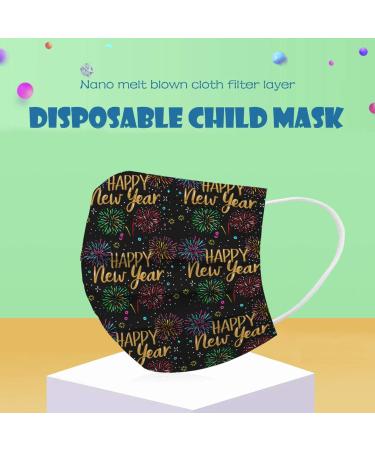 ZQP BEUU 50PCS Kid Outdoor Gear 2021 Happy New Year Disposable 3-Ply Disposable Face Mack Face Covering Bandana for Outdoor - Buy Online on GoSupps.com