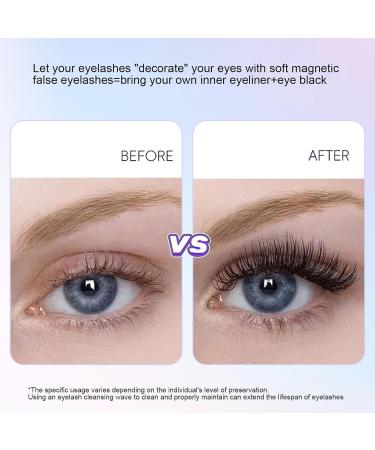 generic Eyelashes Magnetic | Reusable Lashes for Women 2 Pair - Natural Look Reusable Eyelashes Kit 3D False Eyelashes with Applicator No Glue Needed - Buy Online on GoSupps.com