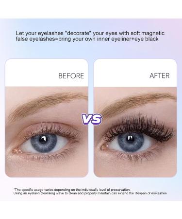Eyelashes Magnetic - Long-Lasting Eye Lash Manga Magnetic Lashes Kit | Reusable Magnetic Eyelashes with Applicator 4 Pieces Lightweight Cat Eye Glue Magnetic Lashes for Women Girls - Buy Online on GoSupps.com