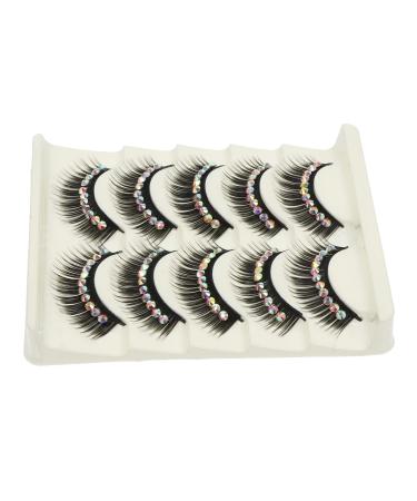 5 Pairs Diamond False Eyelashes Cosmetic Eye Lashes Wispy Eye Lashes Dramatic Eyelashes 6d Fake Lashes Women Eyelashes Miss Eyeliner Fluffy Chemical Fiber Hard Stem Black