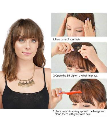 French Bangs Hair Clip Extension - Natural Full Front Neat Bangs with Temples - Dark Brown (Pack of 1) - Buy Online on GoSupps.com