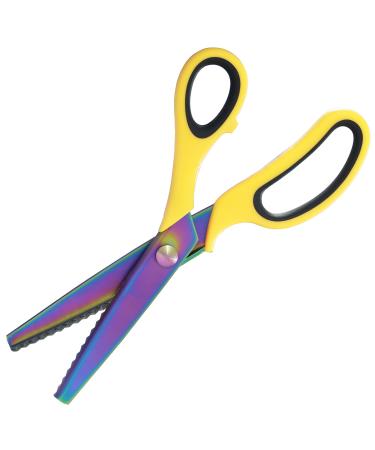 Hui Tong Titanium-Plated 9inch Pinking Shears Fabric Scissor Suitable for Left and Right Hands Sharp and Durable Soft and Non-Slip