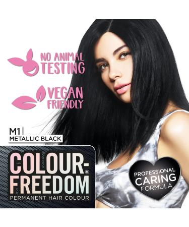 Colour Freedom Metallic Black Permanent Hair Dye with PurePlex. Ultra Glossy Conditioning Hair Colour. 100% grey coverage. By Knight & Wilson. - Buy Online on GoSupps.com