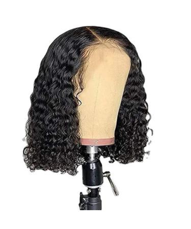 Short curly bob wig real hair Brazilian curly hair lace front bob wig for black women 150 % density adhesive curly bob-wig natural color