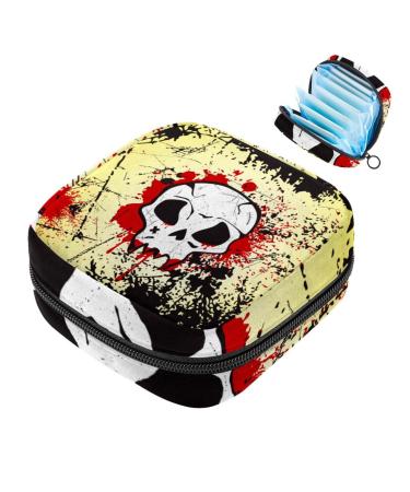 Portable women's binding-up bags menstrual cup bags feminine menstrual insert pocket for teenage girls tampons for the first period Grunge skull multicolored 09