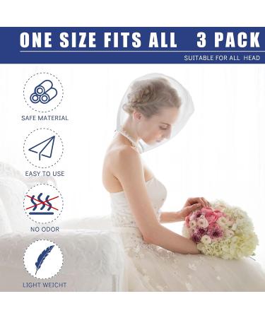 3-Piece Nylon Chiffon Makeup Protector Hood Set - Zipper Closure Face Cover for Beauty Weddings in White - Buy Online on GoSupps.com